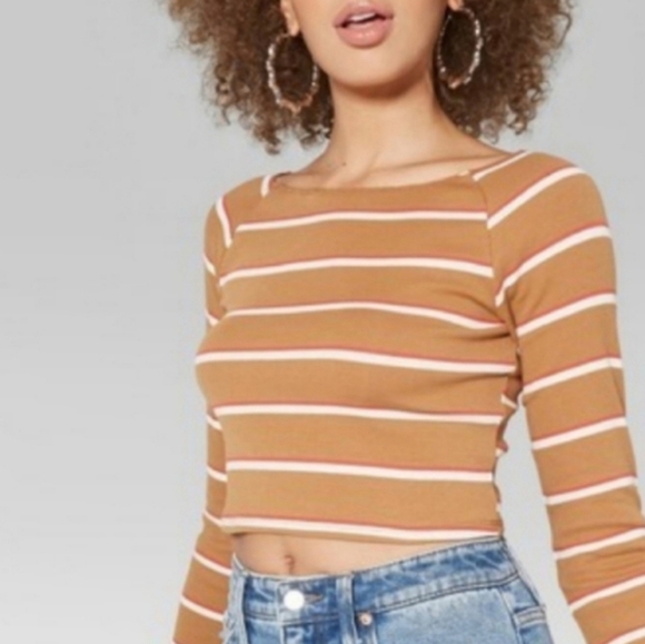 Wild fable NWT 2X long sleeve crop top VSCO Preppy Academia Indie Sleaze - Picture 7 of 7